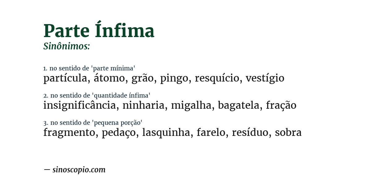 Sinônimo de parte ínfima
