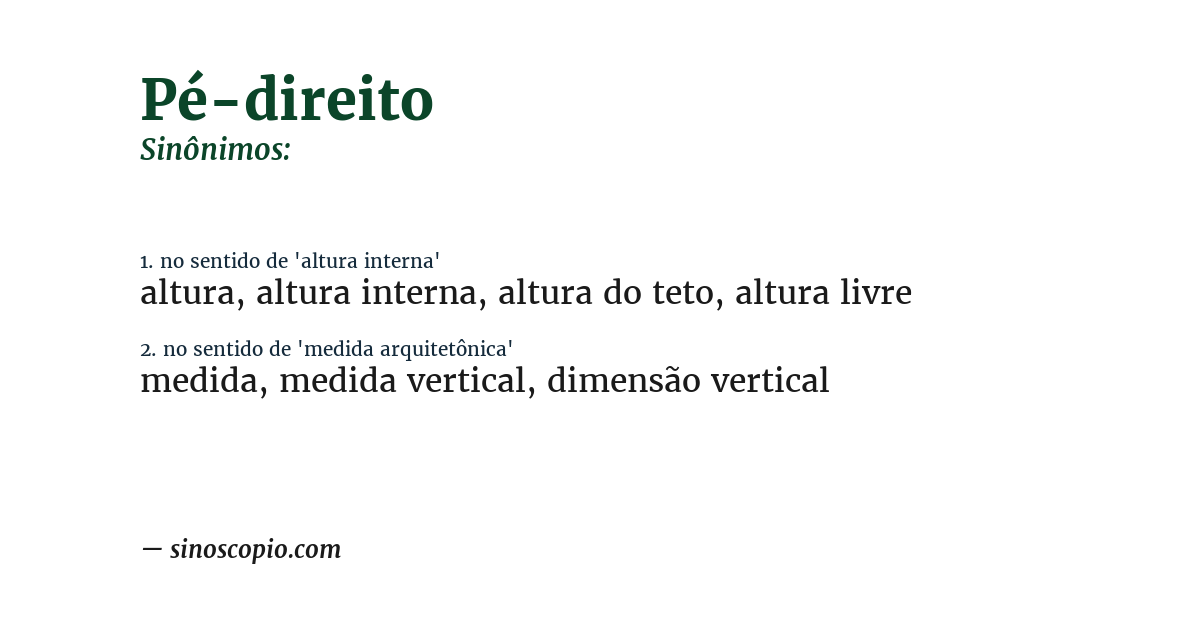 Sinônimo de pé-direito