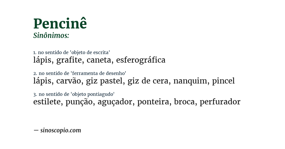 Sinônimo de pencinê