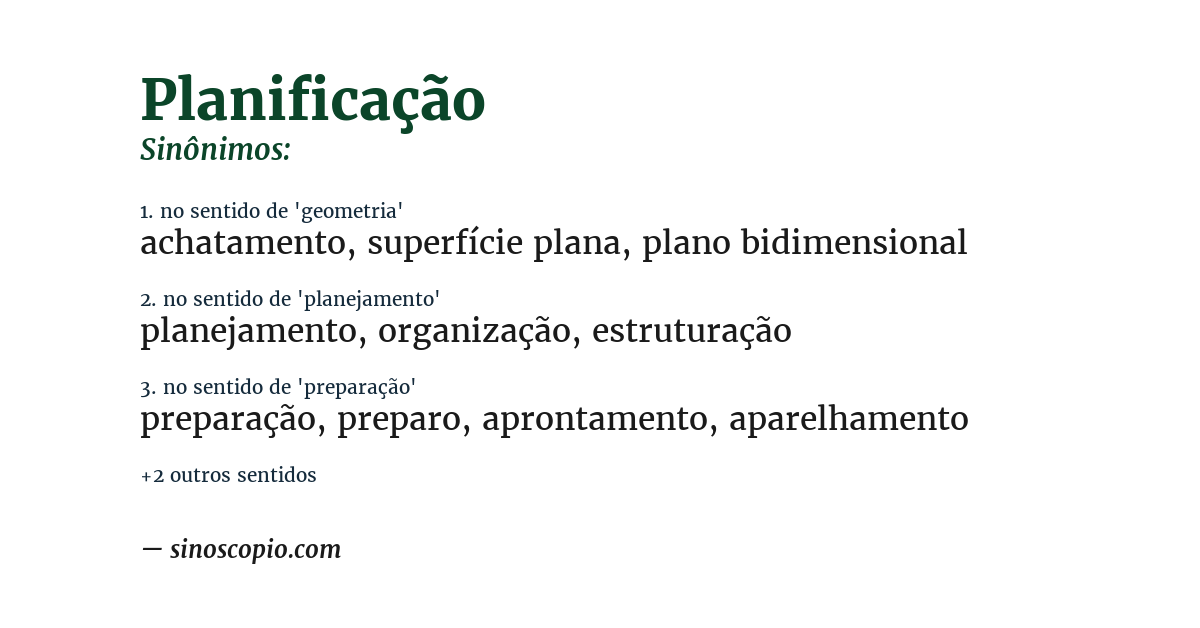 Sinônimo de planificação
