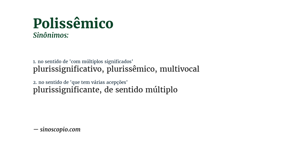 Sinônimo de polissêmico