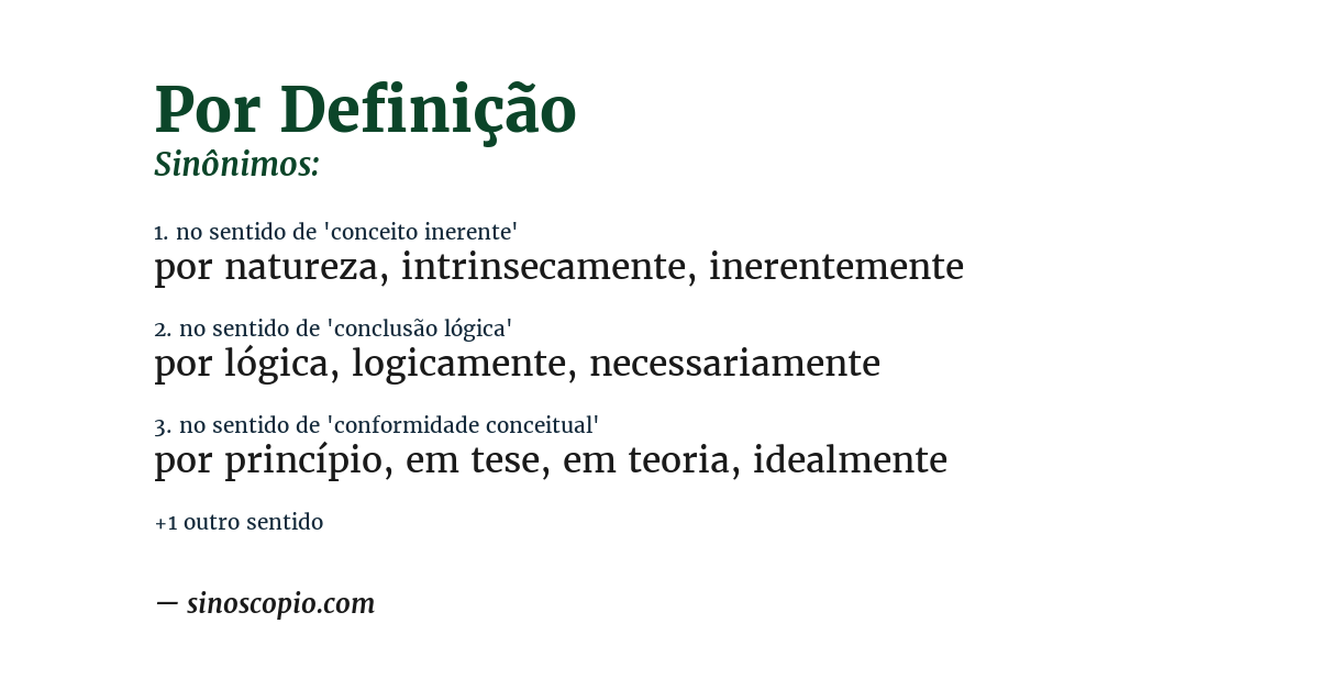 Sinônimo de por definição