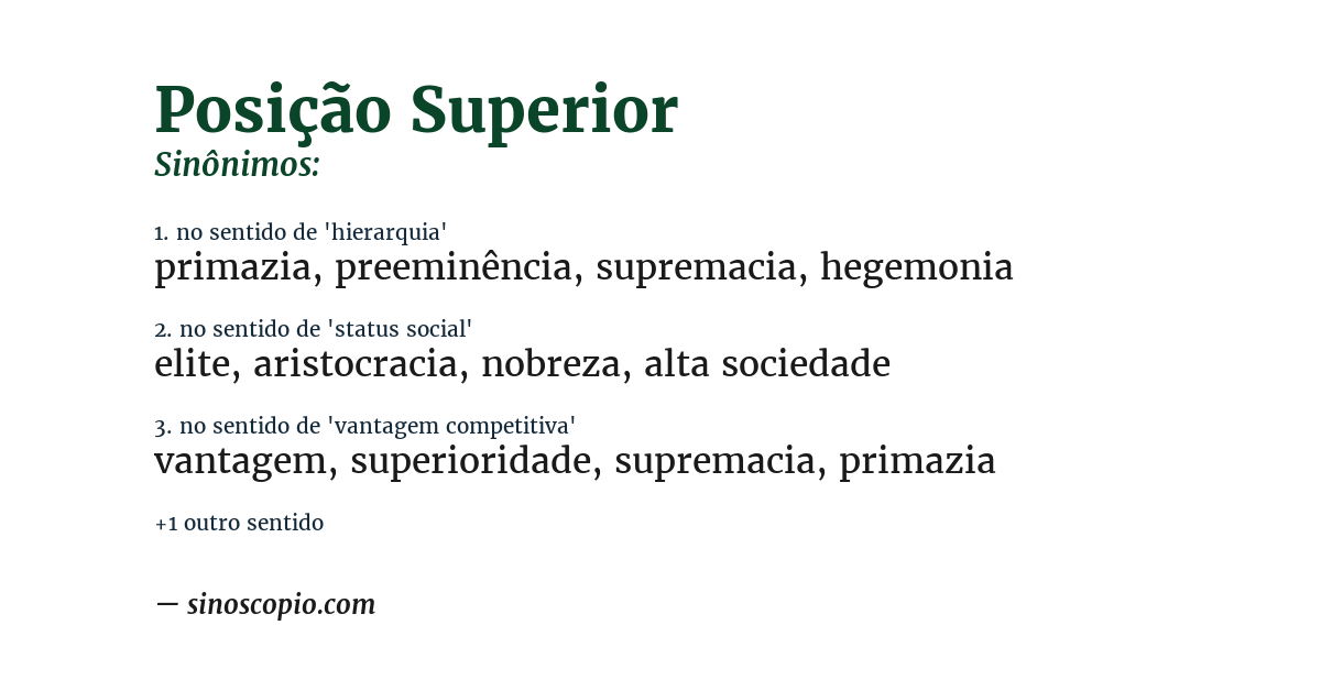 Sinônimo de posição superior