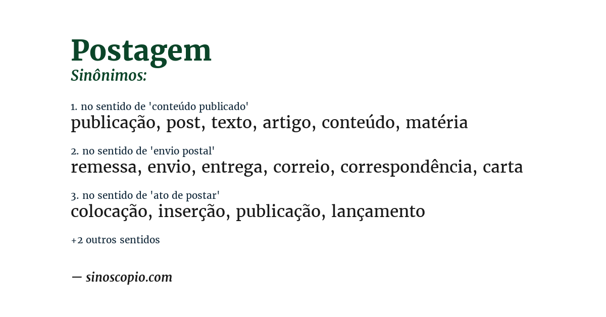 Sinônimo de postagem