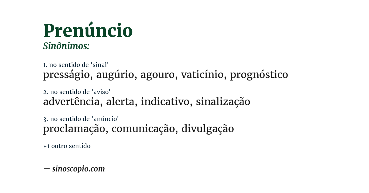 Sinônimo de prenúncio