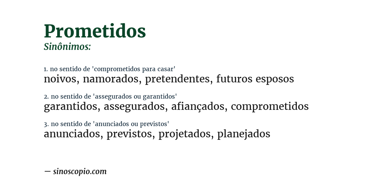 Sinônimo de prometidos