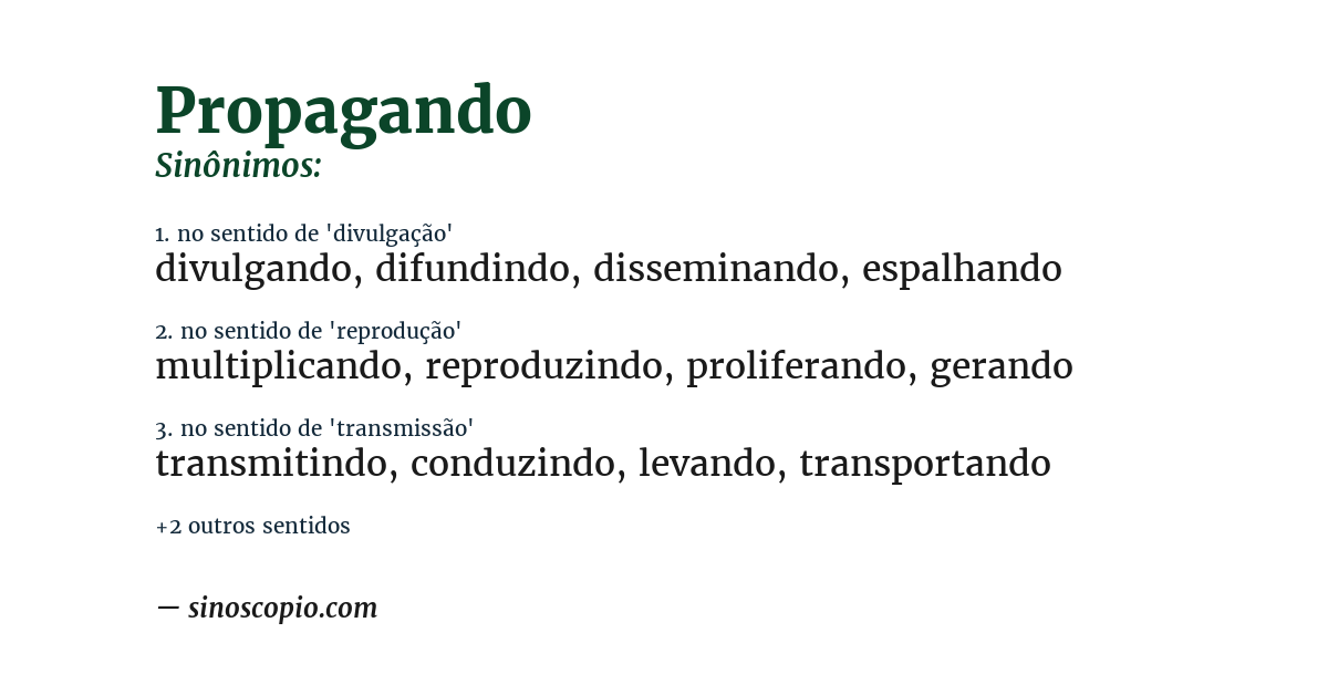 Sinônimo de propagando