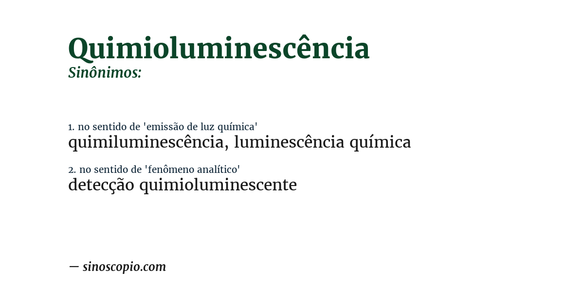 Sinônimo de quimioluminescência