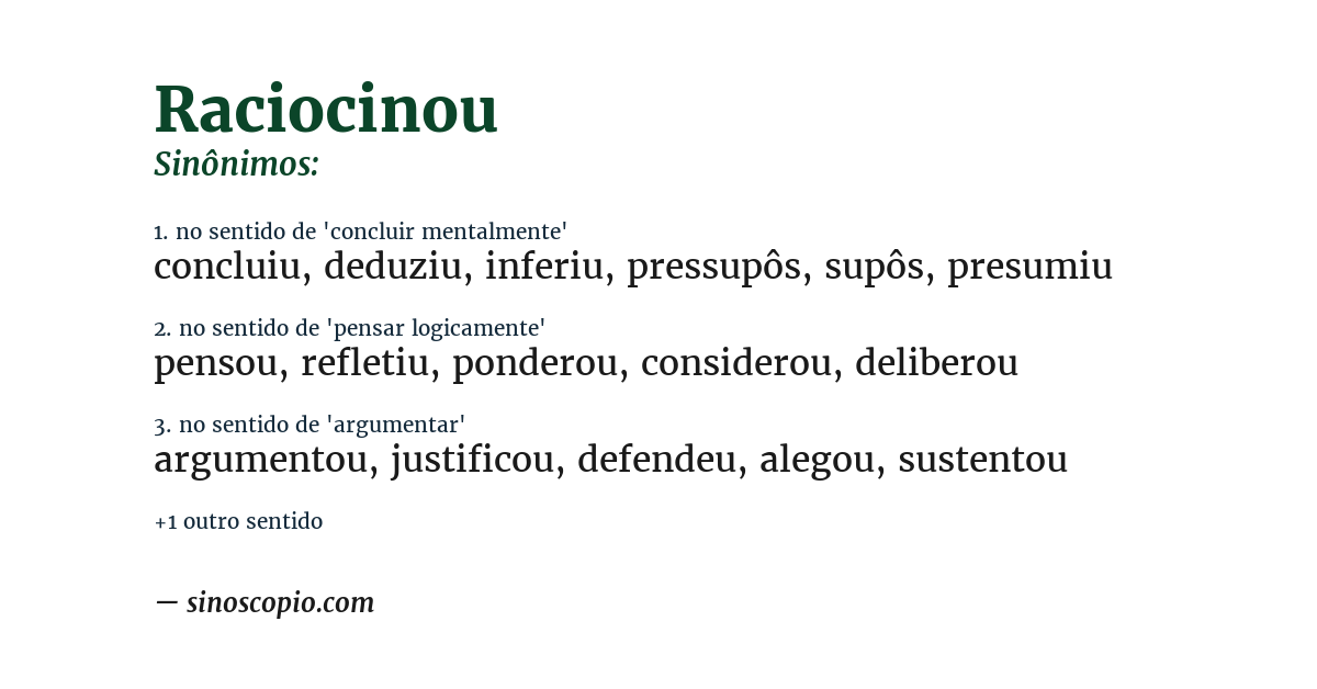 Sinônimo de raciocinou