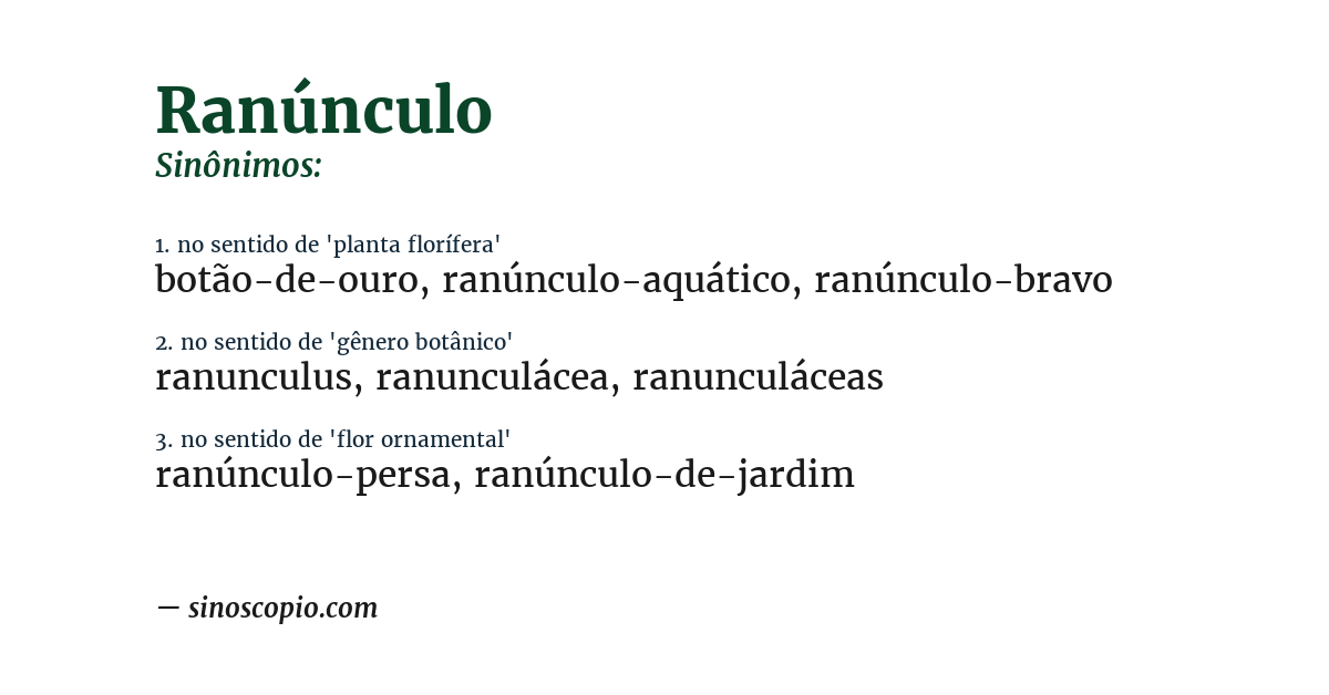 Sinônimo de ranúnculo