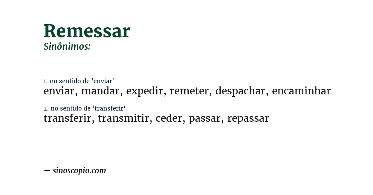 Sinônimo de remessar