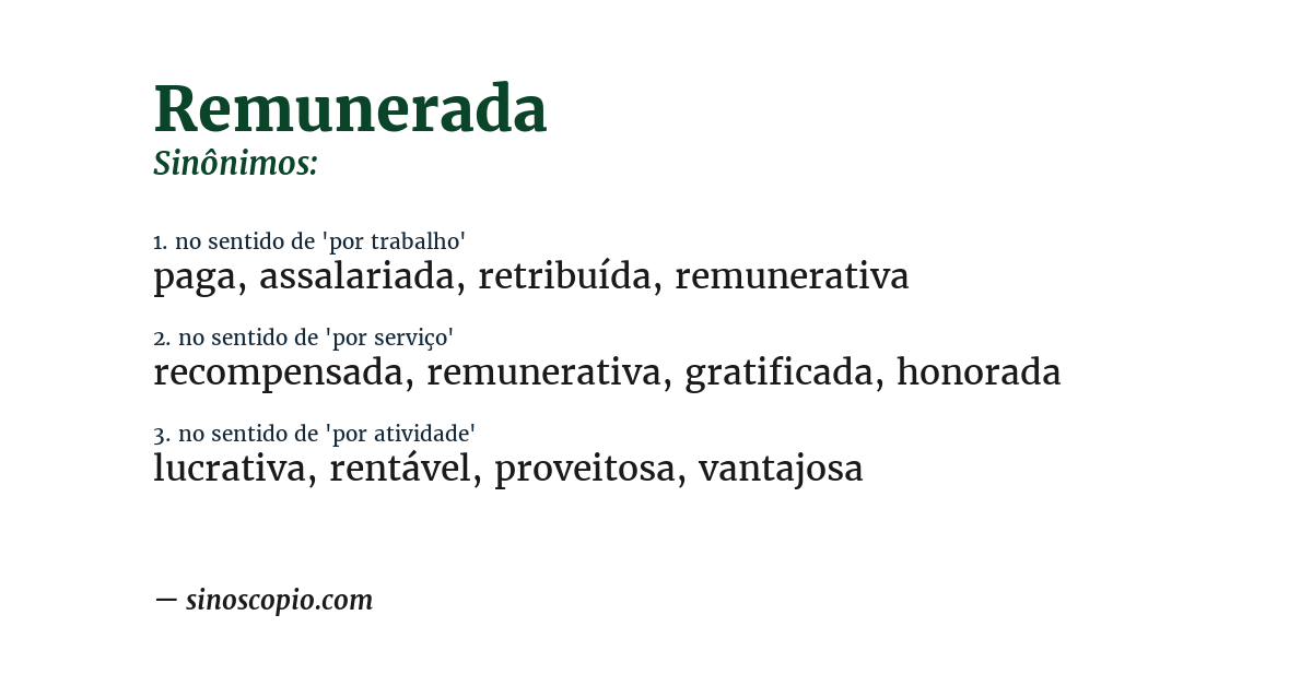 Sinônimo de remunerada