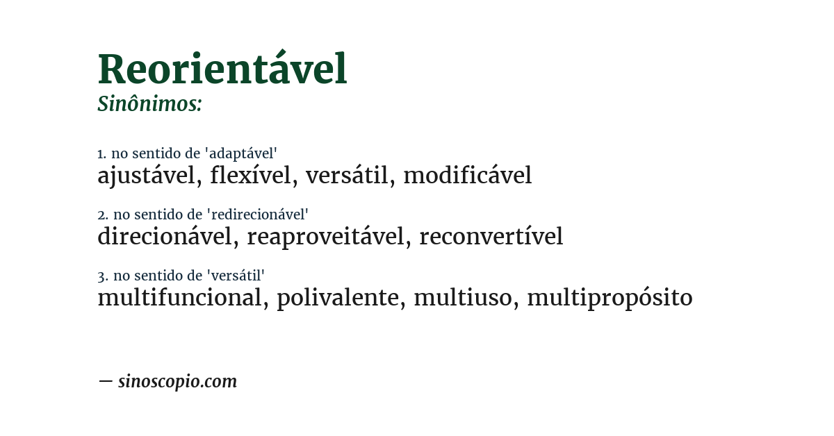 Sinônimo de reorientável
