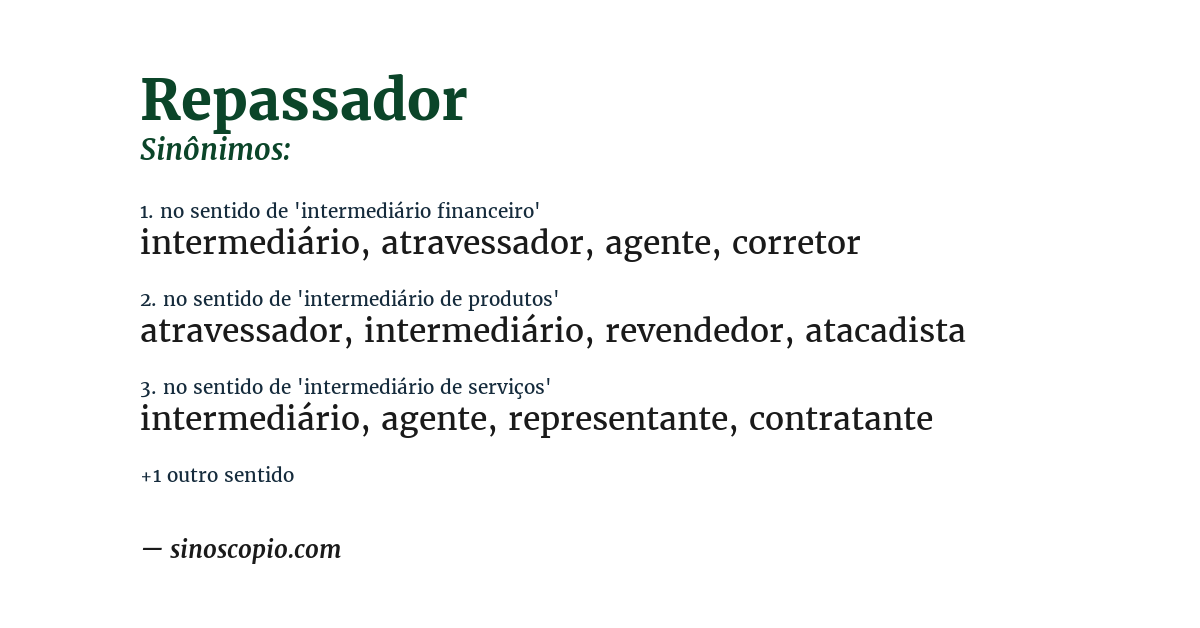 Sinônimo de repassador