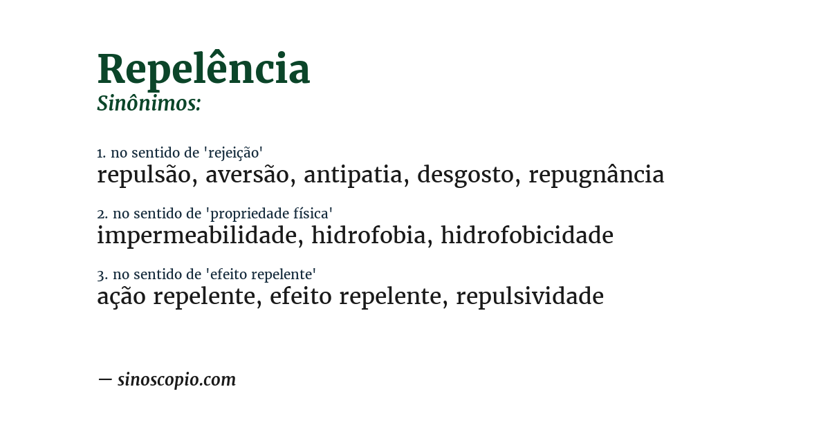 Sinônimo de repelência