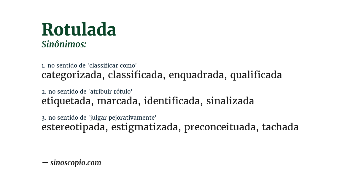 Sinônimo de rotulada