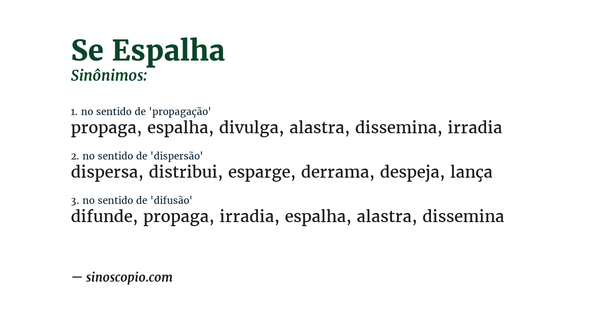 Sinônimo de se espalha