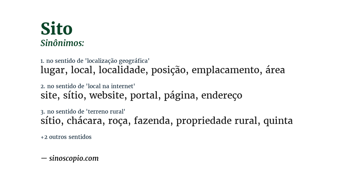 Sinônimo de sito