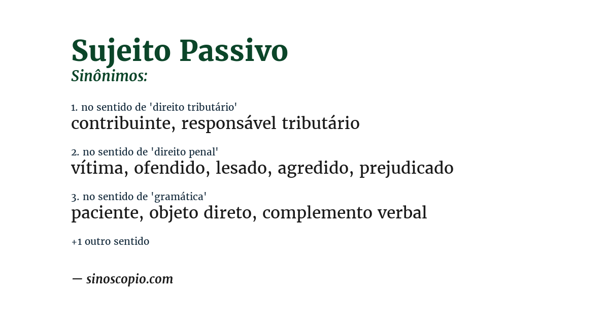 Sinônimo de sujeito passivo