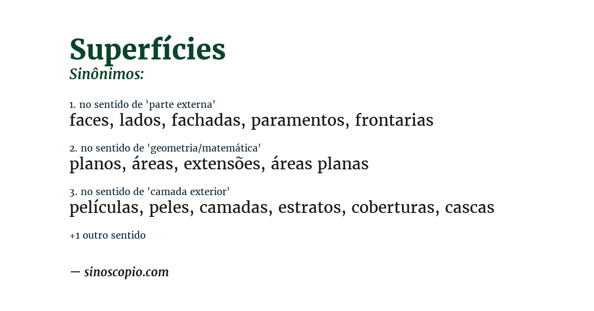 Sinônimo de superfícies