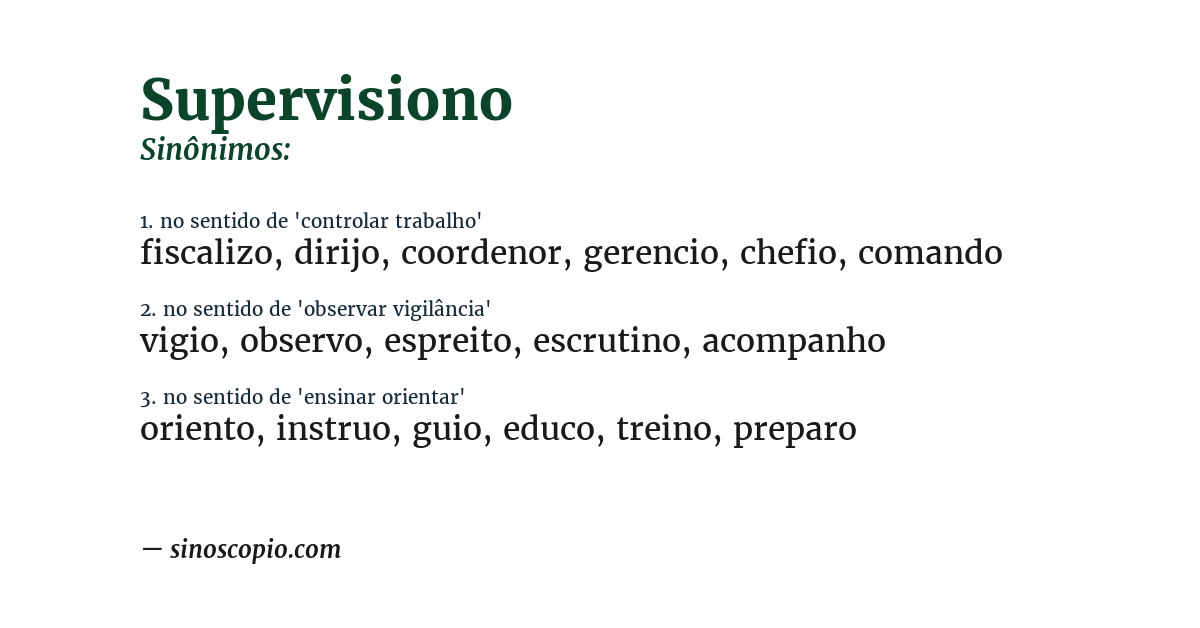 Sinônimo de supervisiono