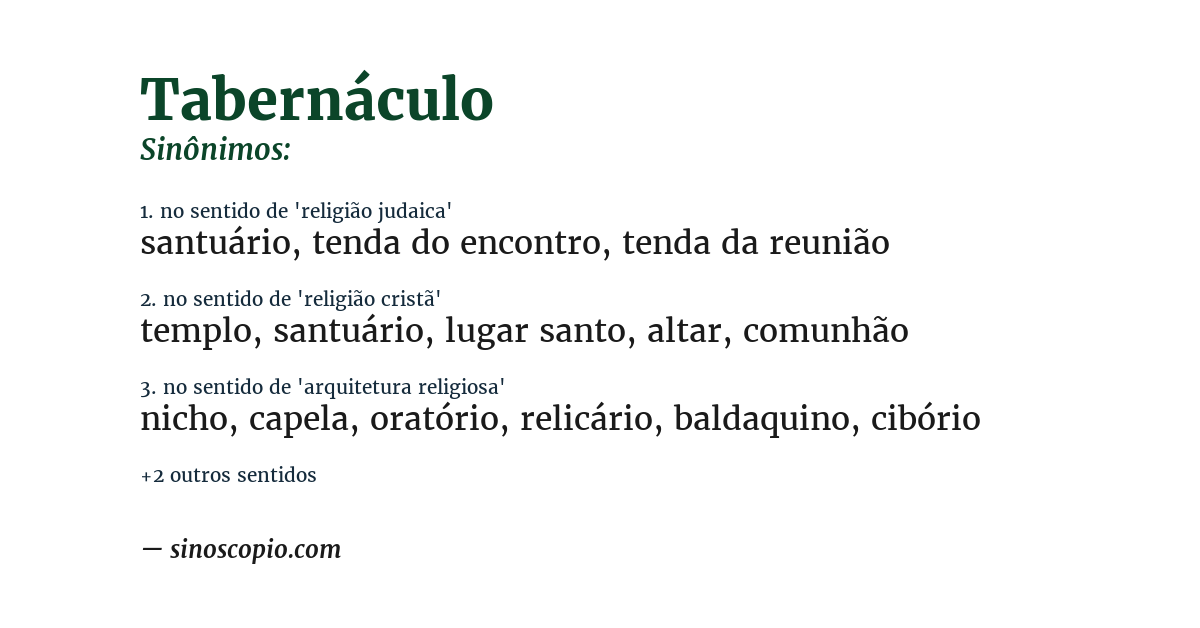Sinônimo de tabernáculo