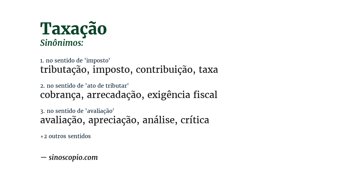 Sinônimo de taxação