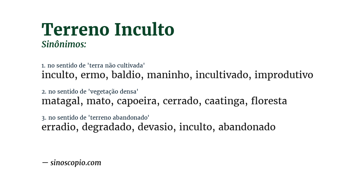 Sinônimo de terreno inculto