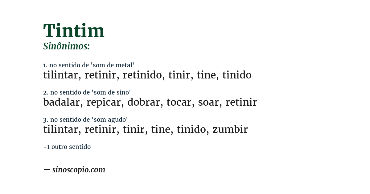 Sinônimo de tintim