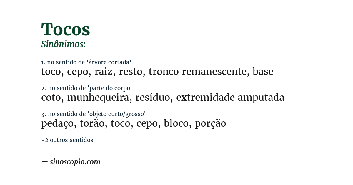 Sinônimo de tocos