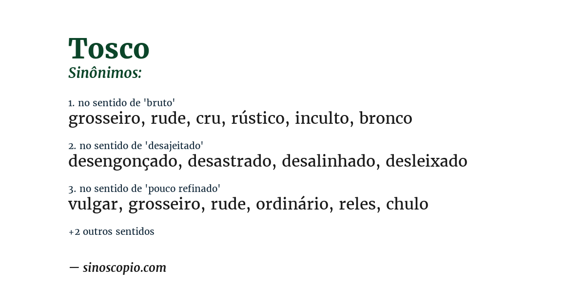 Sinônimo de tosco