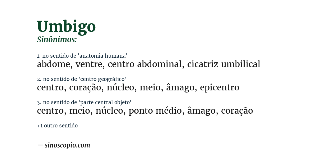 Sinônimo de umbigo
