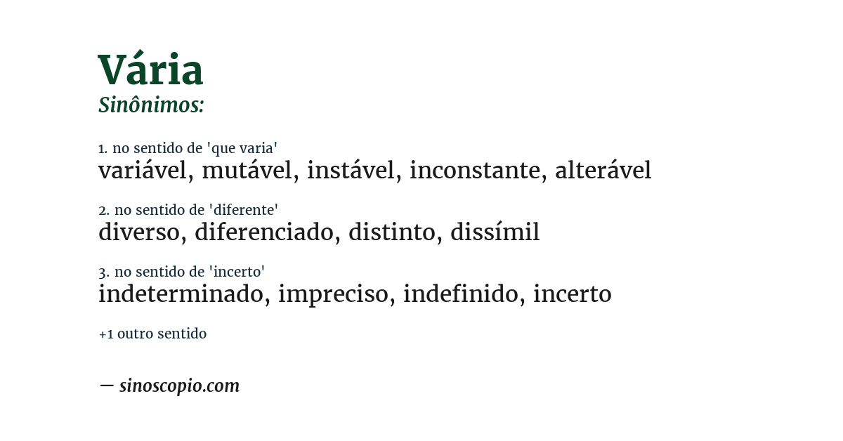 Sinônimo de vária