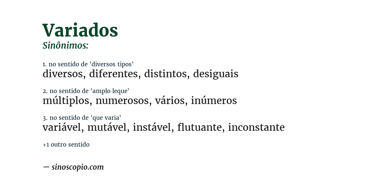 Sinônimo de variados