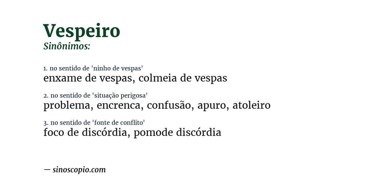 Sinônimo de vespeiro