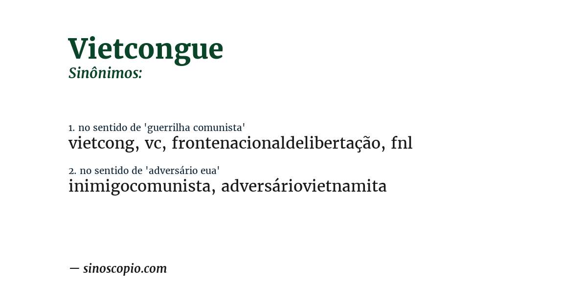 Sinônimo de vietcongue