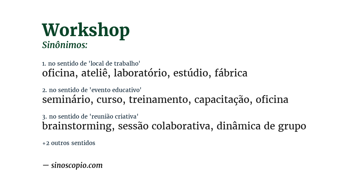 Sinônimo de workshop
