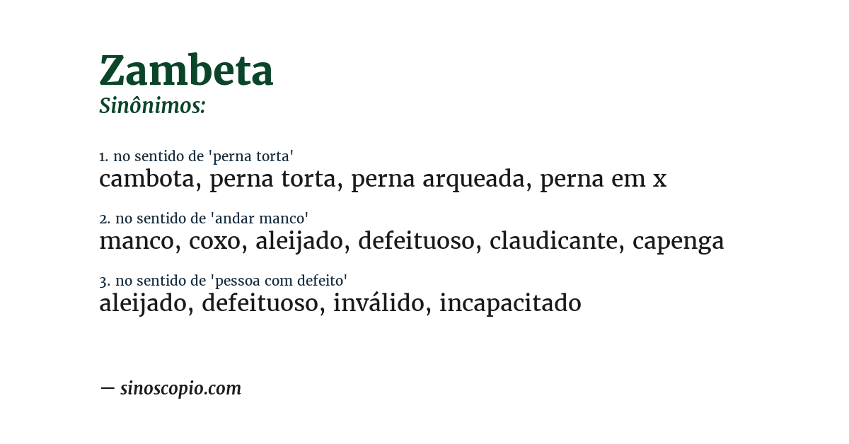 Sinônimo de zambeta
