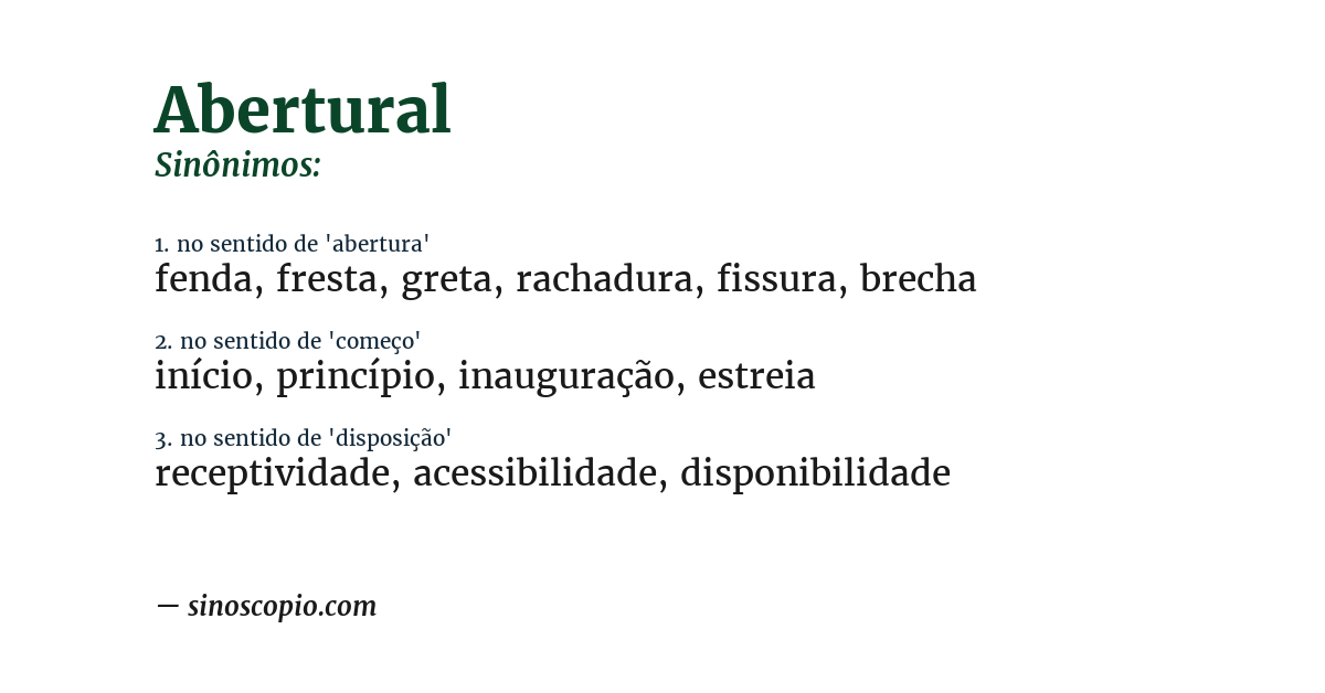 Sinônimo de abertural
