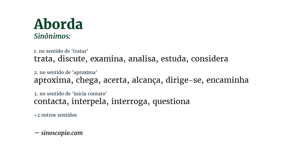 Sinônimo de aborda