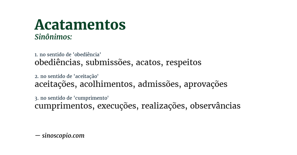 Sinônimo de acatamentos