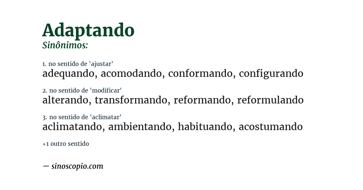 Sinônimo de adaptando