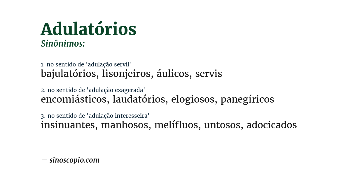 Sinônimo de adulatórios
