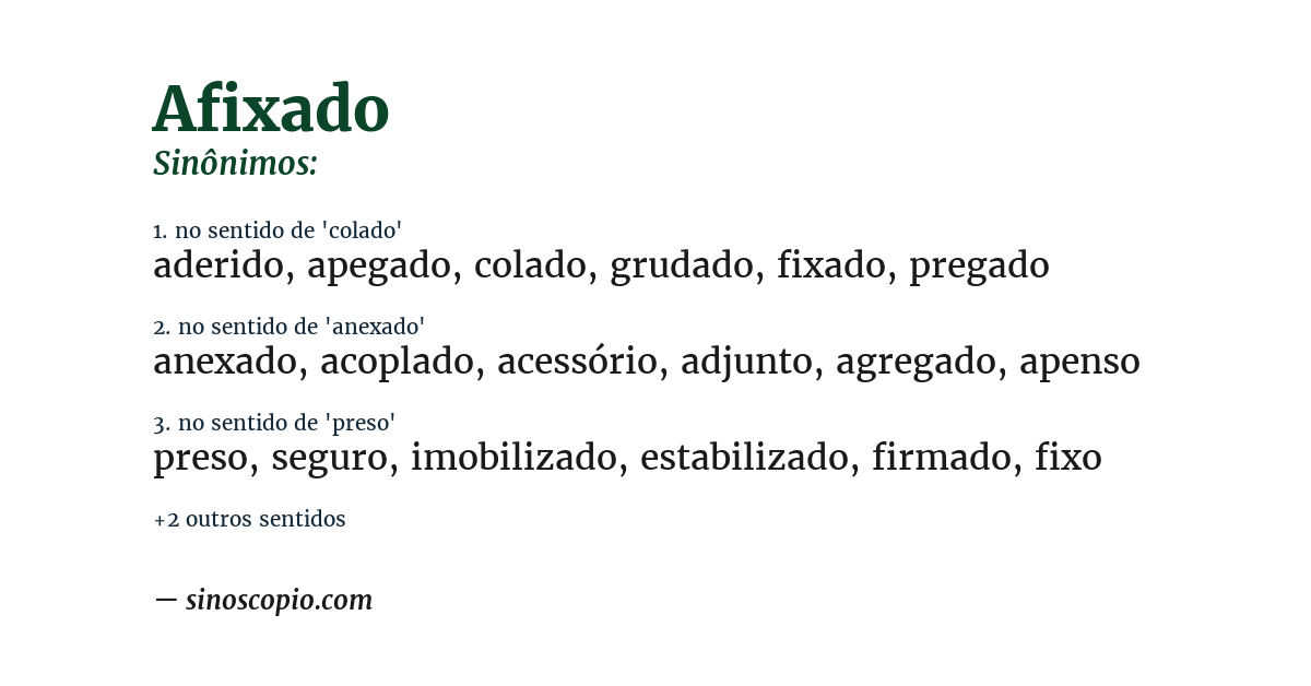 Sinônimo de afixado