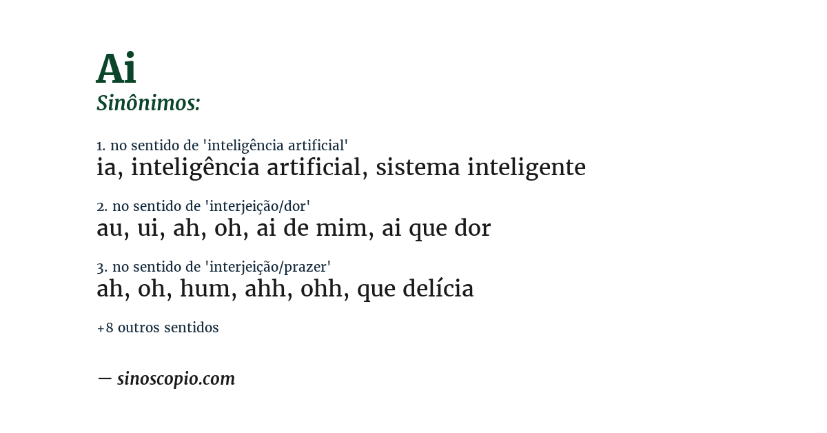 Sinônimo de ai