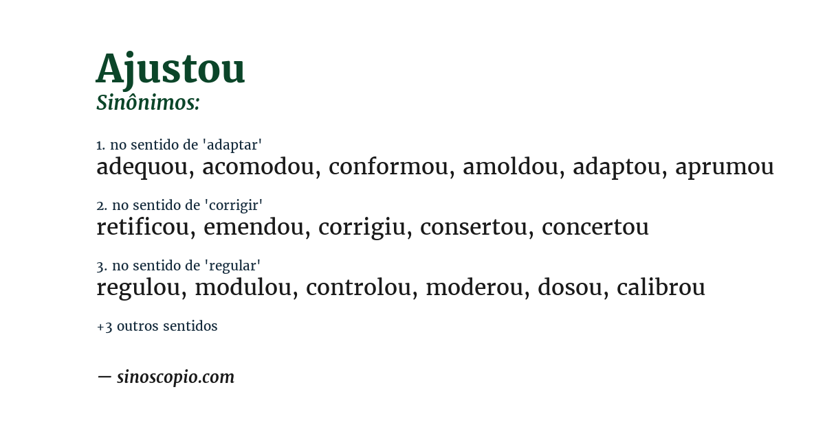 Sinônimo de ajustou