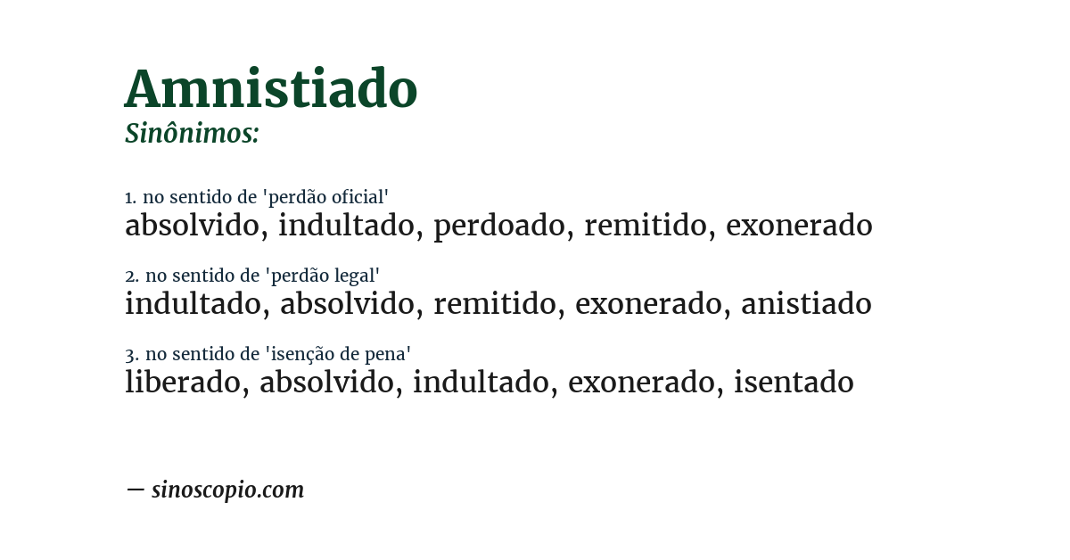 Sinônimo de amnistiado