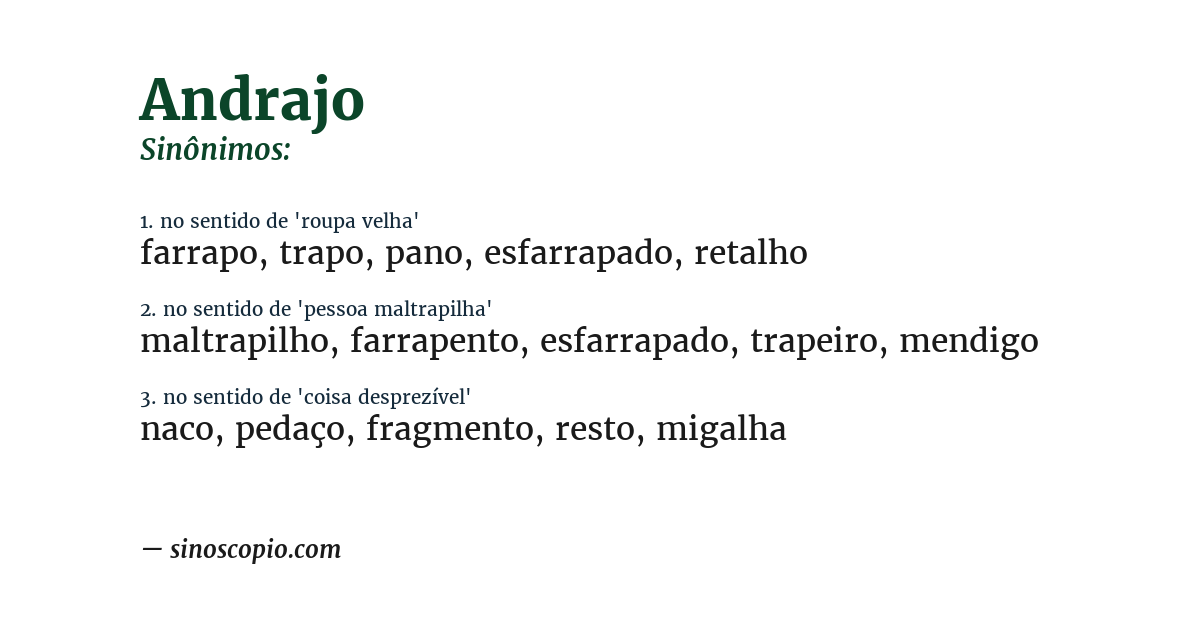 Sinônimo de andrajo