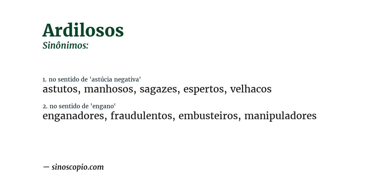 Sinônimo de ardilosos