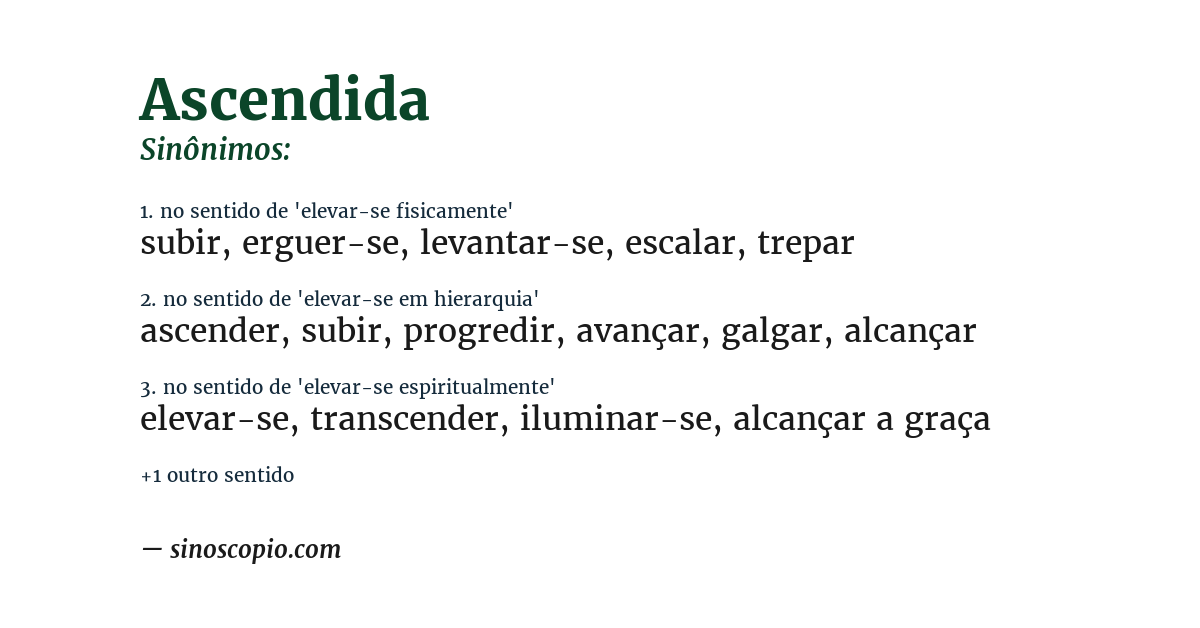 Sinônimo de ascendida